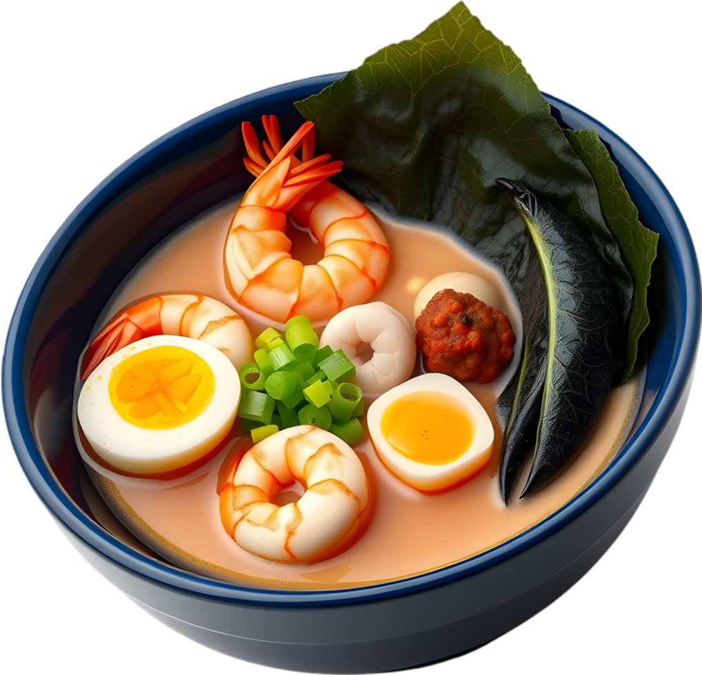 Delicious hot ramen in savory broth with soft noodles. . png