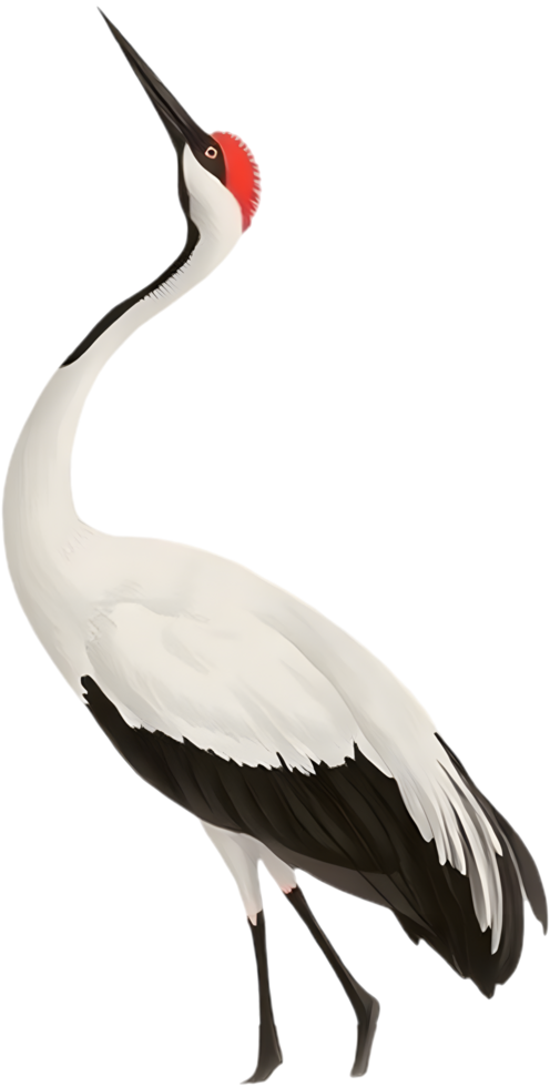 Tranquil crane art captures zen moment in sumi style piece. . png