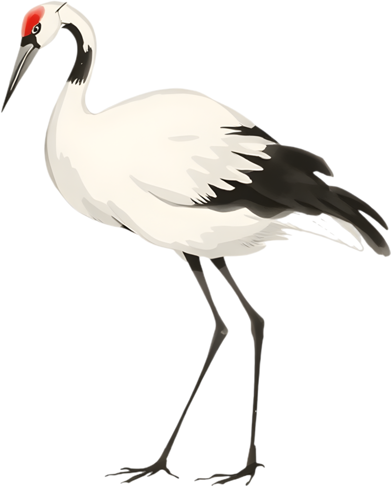 Elegant bird clipart created with traditional Japanese brush techniques. . png