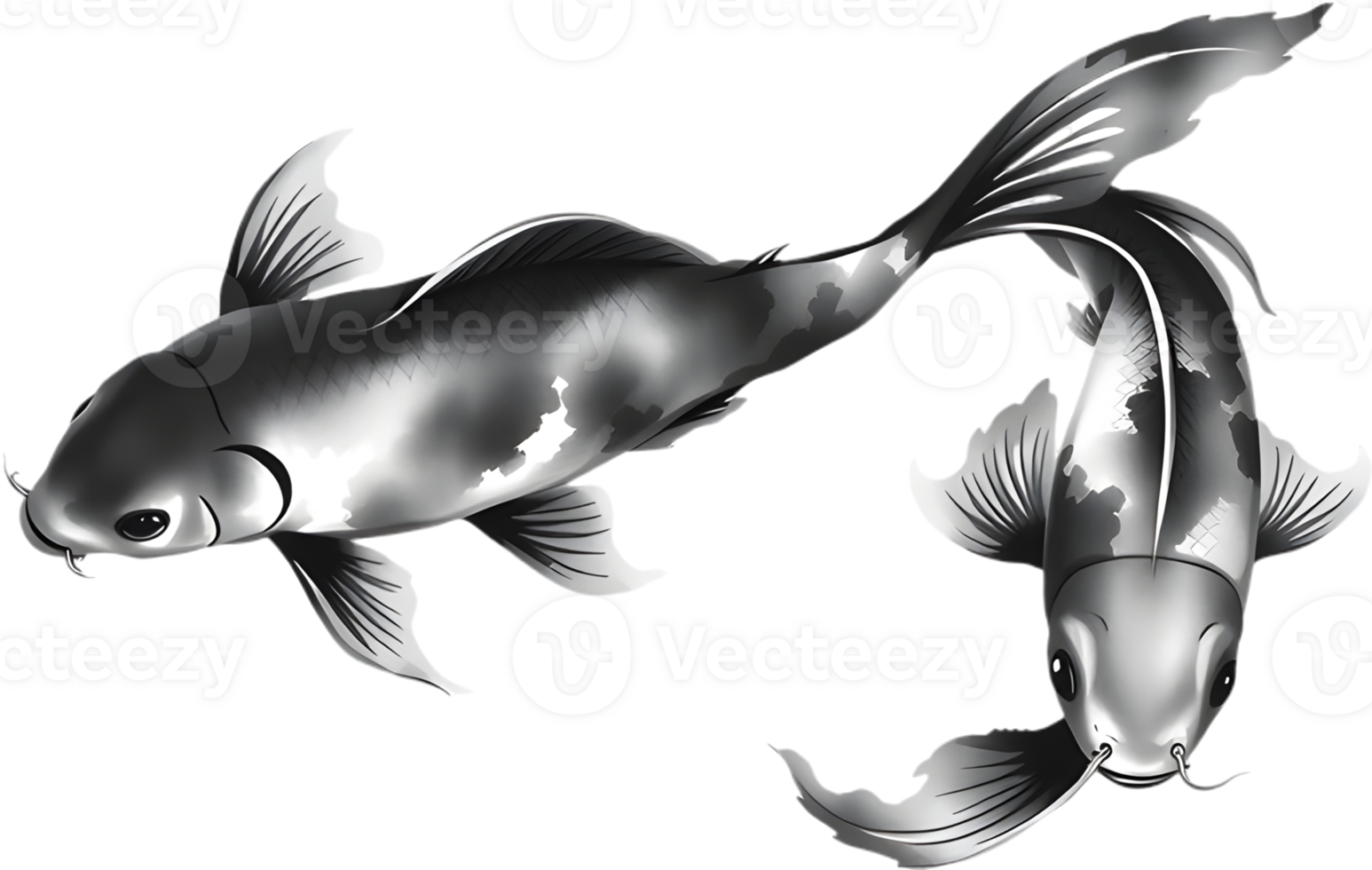Beautiful koi artwork in fluid brush style with minimal composition. . png