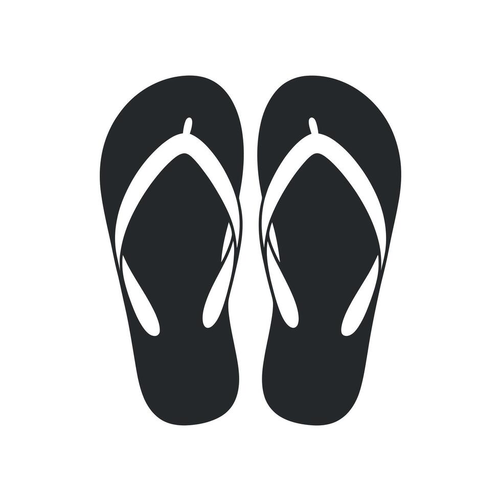 Simple Black and White Flip Flop Icon Pair for Summer Vacation Designs vector
