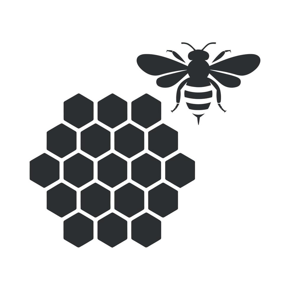 Honeycomb and Bee Icon Graphic Design Element for Beekeeping Industry vector