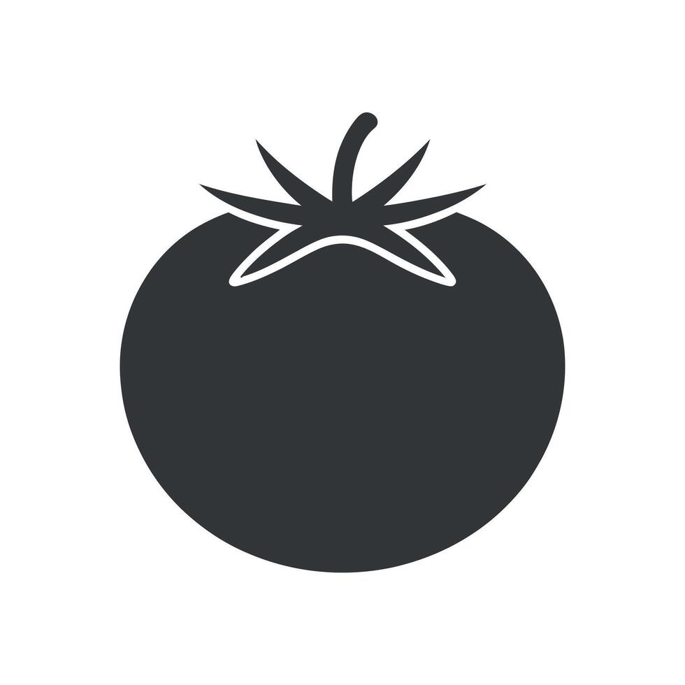 Simple Black and White Tomato Icon Illustration for Food Websites and Applications vector