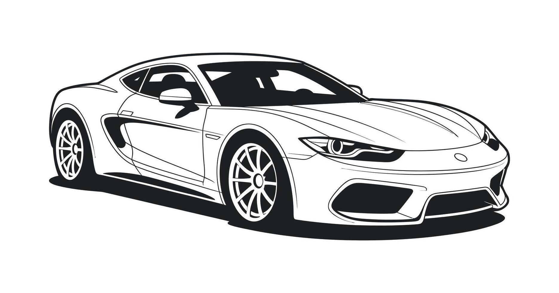 Line art illustration of a modern luxury sports coupe car design vector