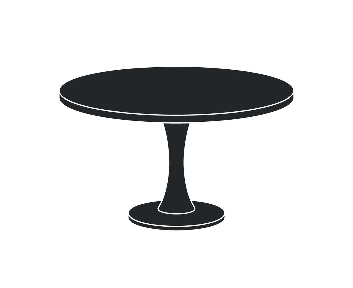 Simple Black Silhouette of a Round Pedestal Table Isolated on White Background vector