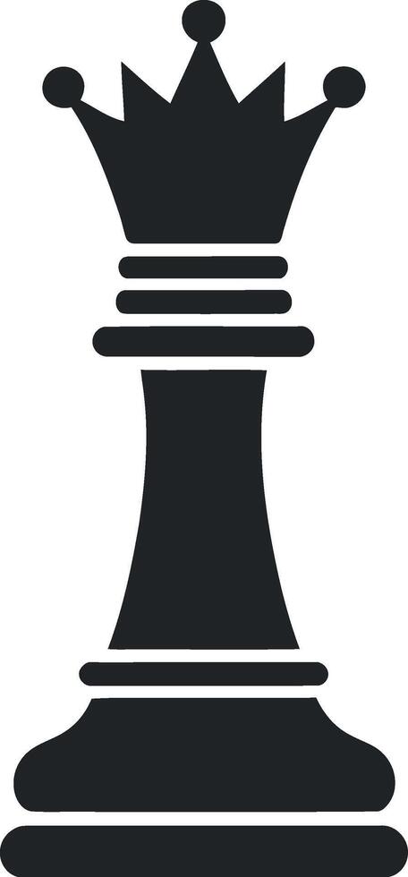 Simple Black Silhouette of Chess Queen Piece Icons Isolated on White Background vector