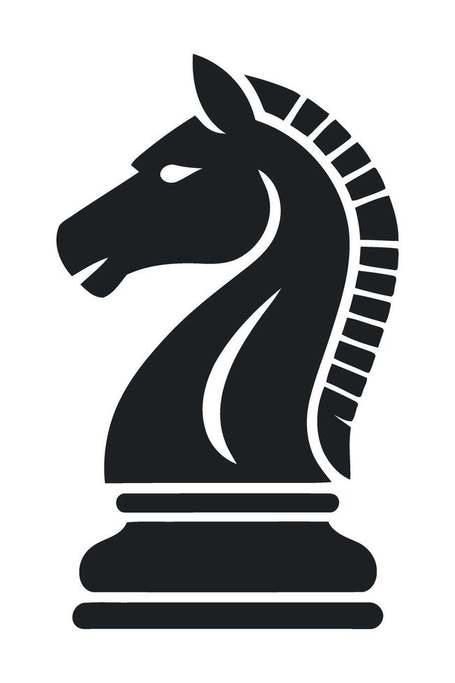 Black Chess Knight Piece Icon Simple Silhouette Design Strategy Game vector