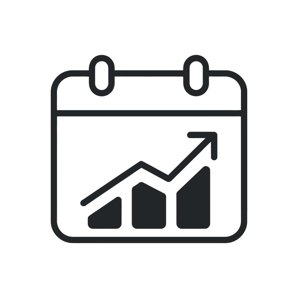 Calendar Icon Showing Upward Trending Graph Representing Growth and Progress onwhite vector