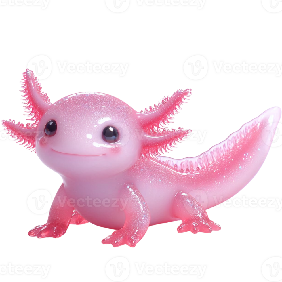 Cute pink crystal axolotl 3D figurine png