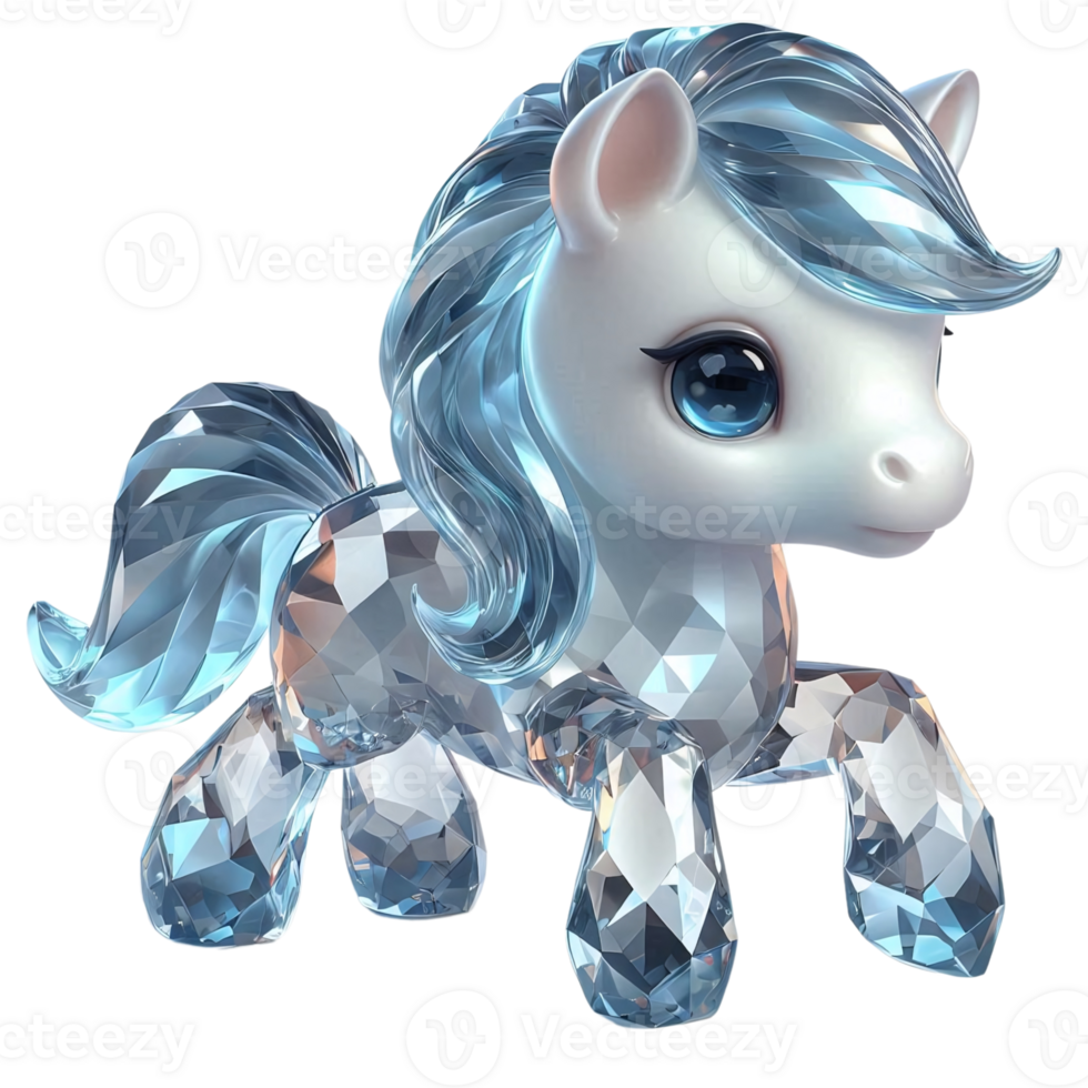 Cute crystal horse 3D png