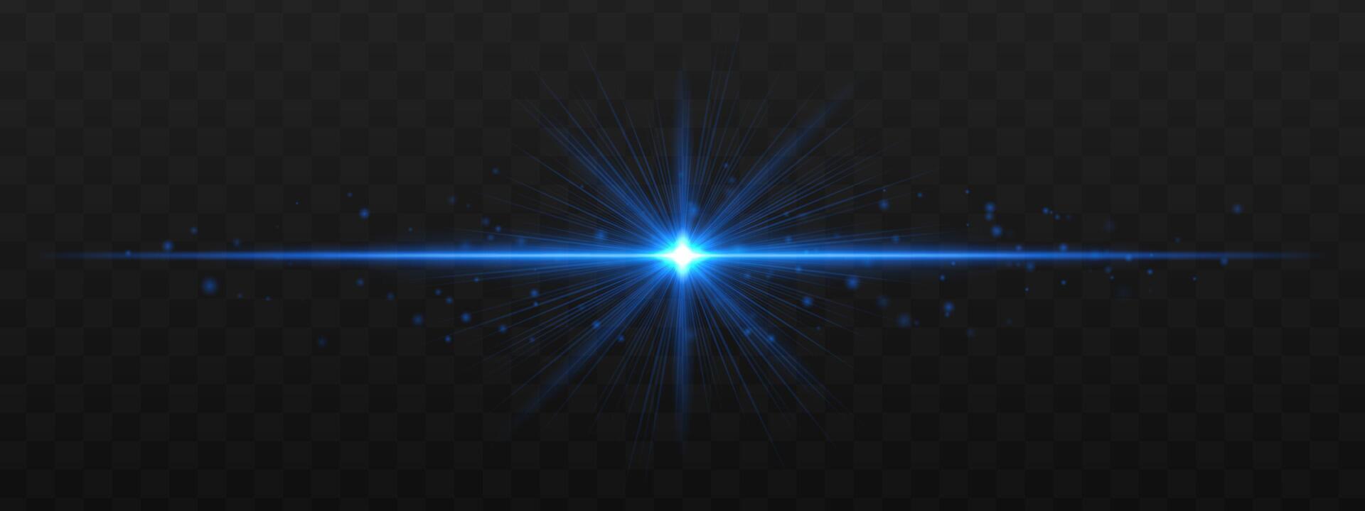 Blue light star burst effect on transparent background vector