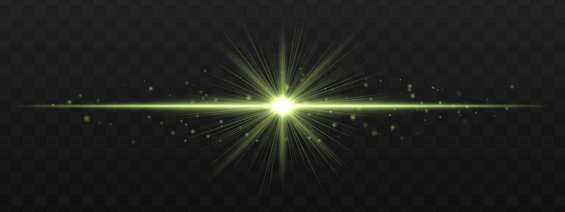 A glowing green star burst on a black background vector