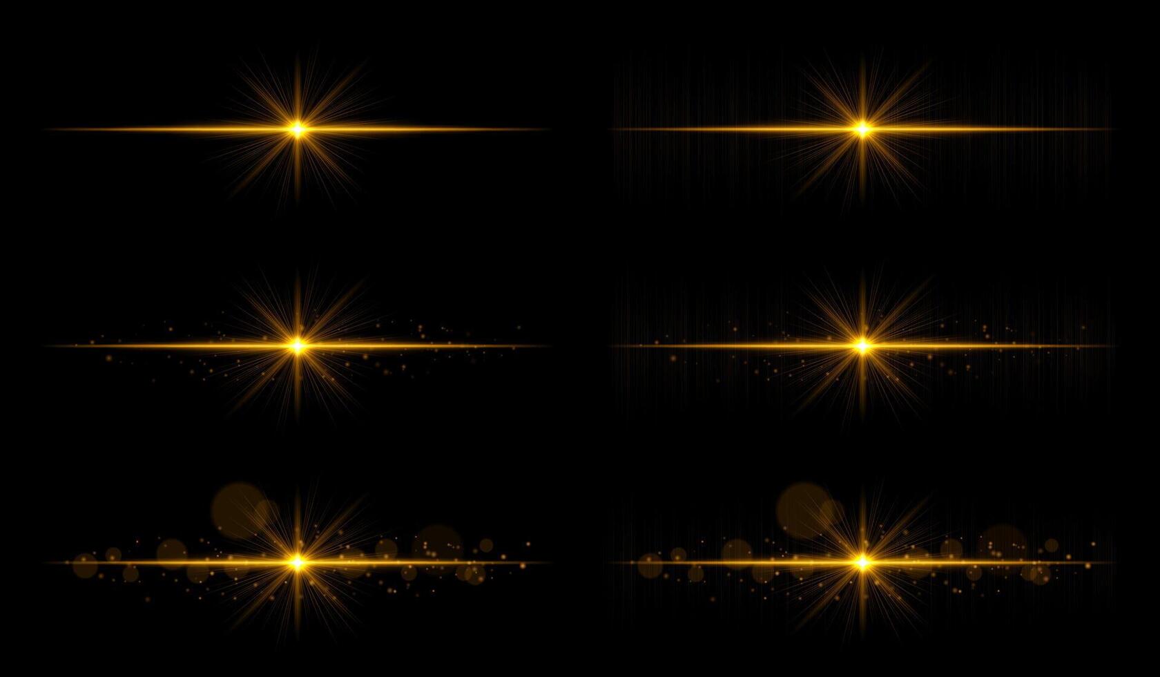 Golden light rays on black background vector