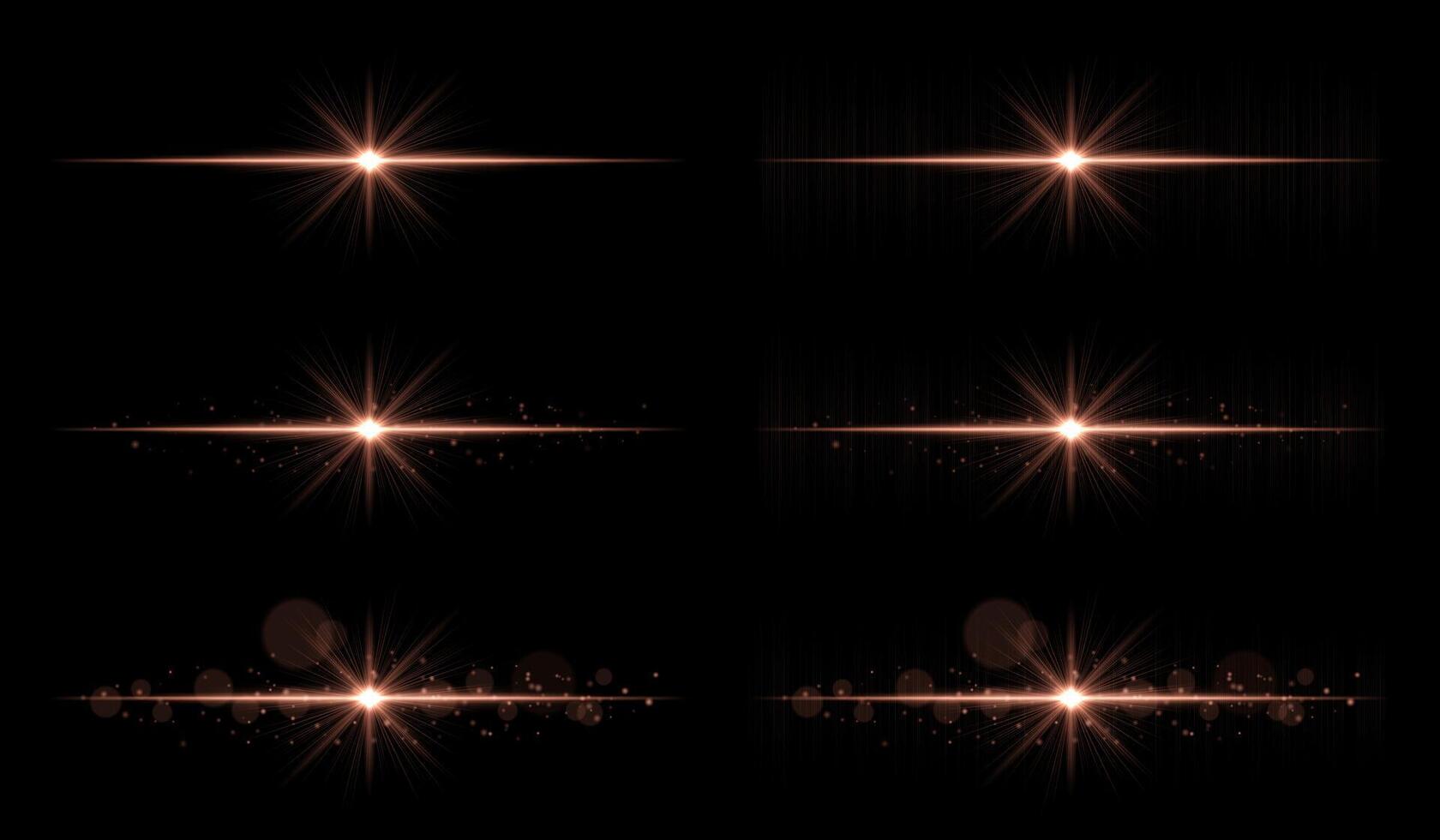 A set of different star lights on a black background vector