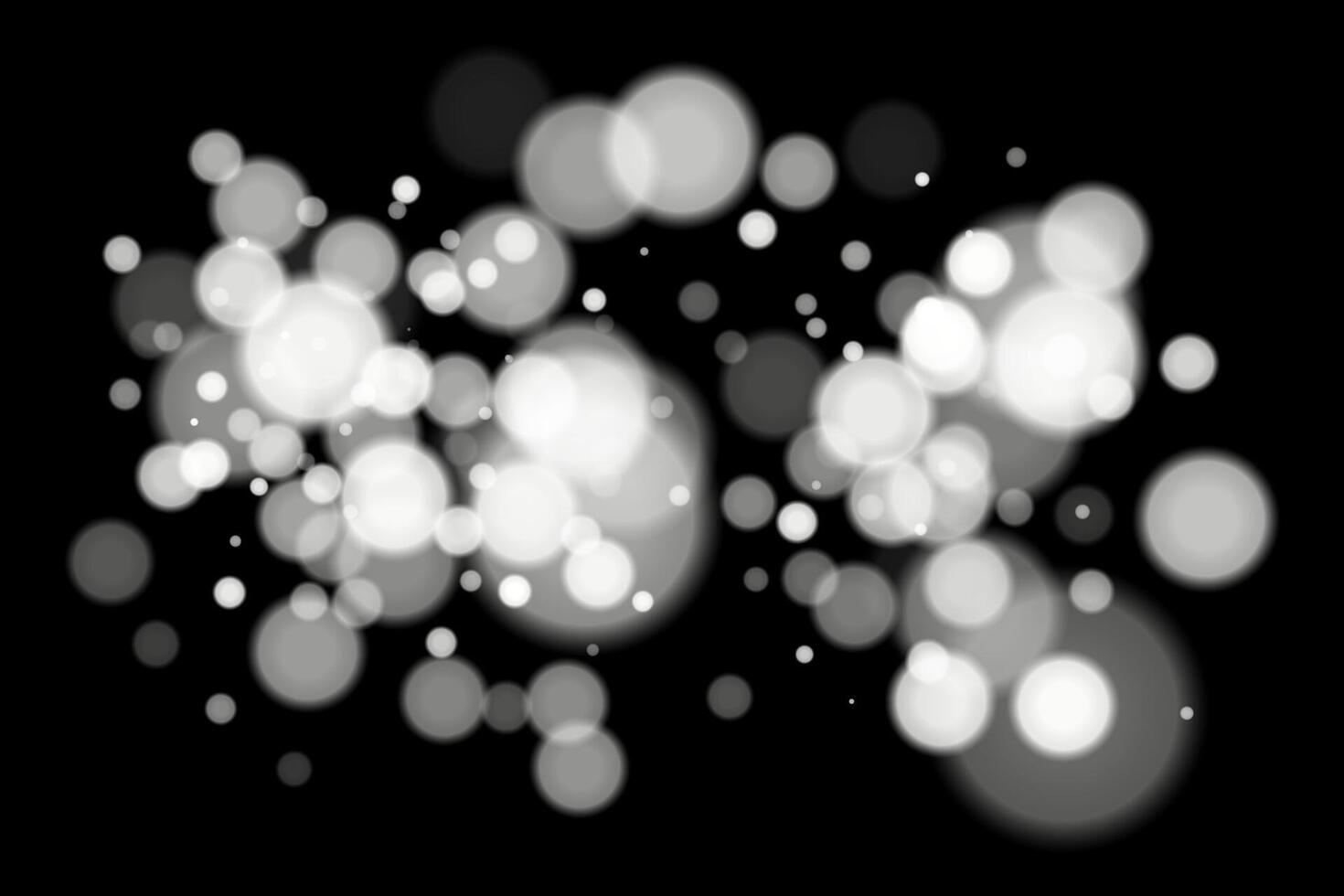 White lights are scattered on a black background vector