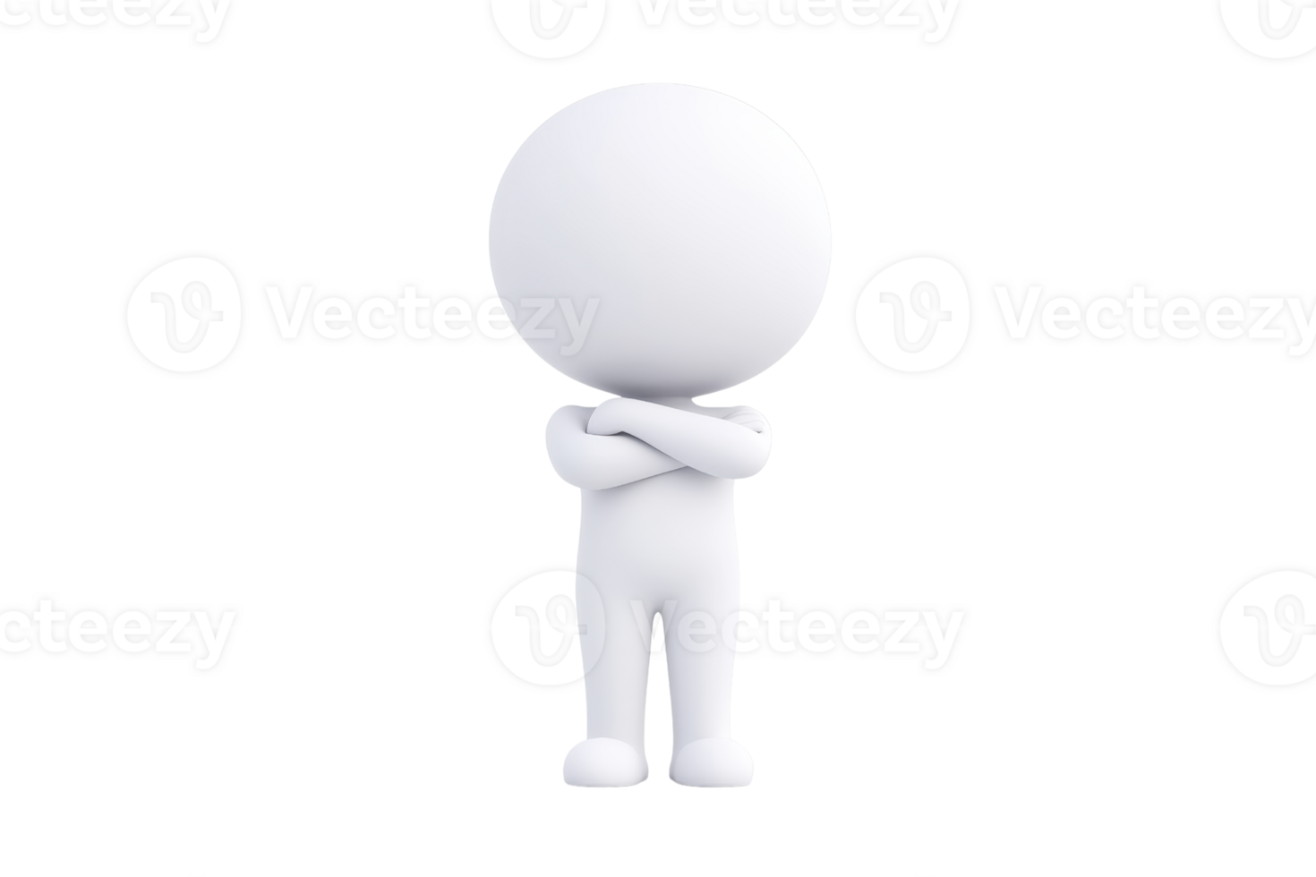 A simple, stylized figure with round head and arms crossed, embodying a neutral or contemplative pose. png