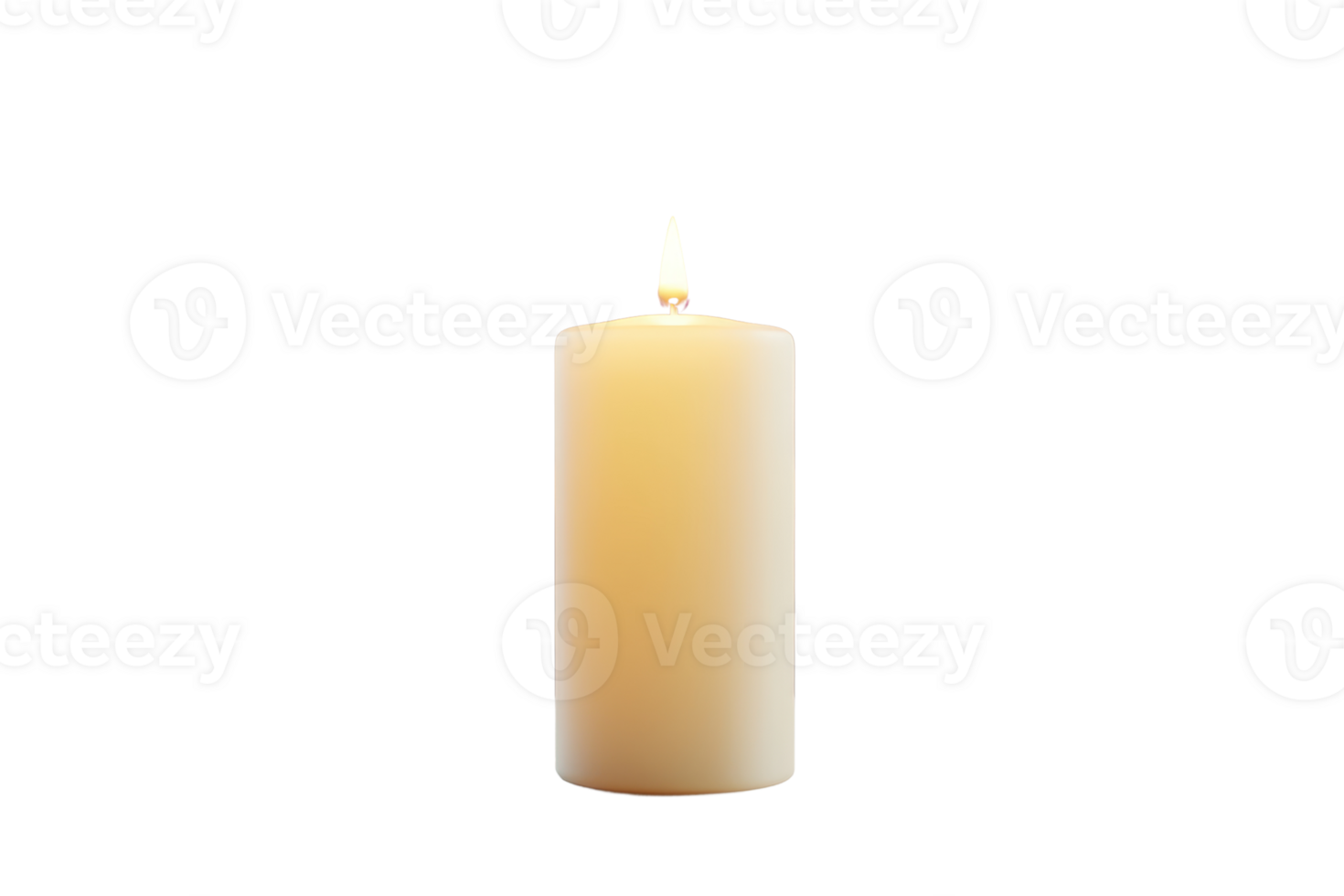 A lit cylindrical candle with a warm glow emanating from its flame. png
