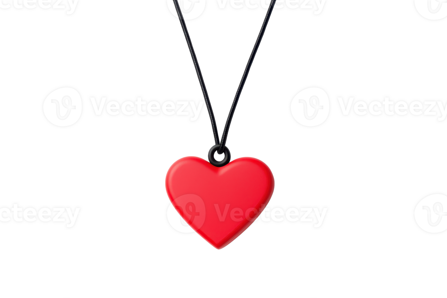 A vibrant red heart pendant hangs from a simple black cord, symbolizing love and affection. png