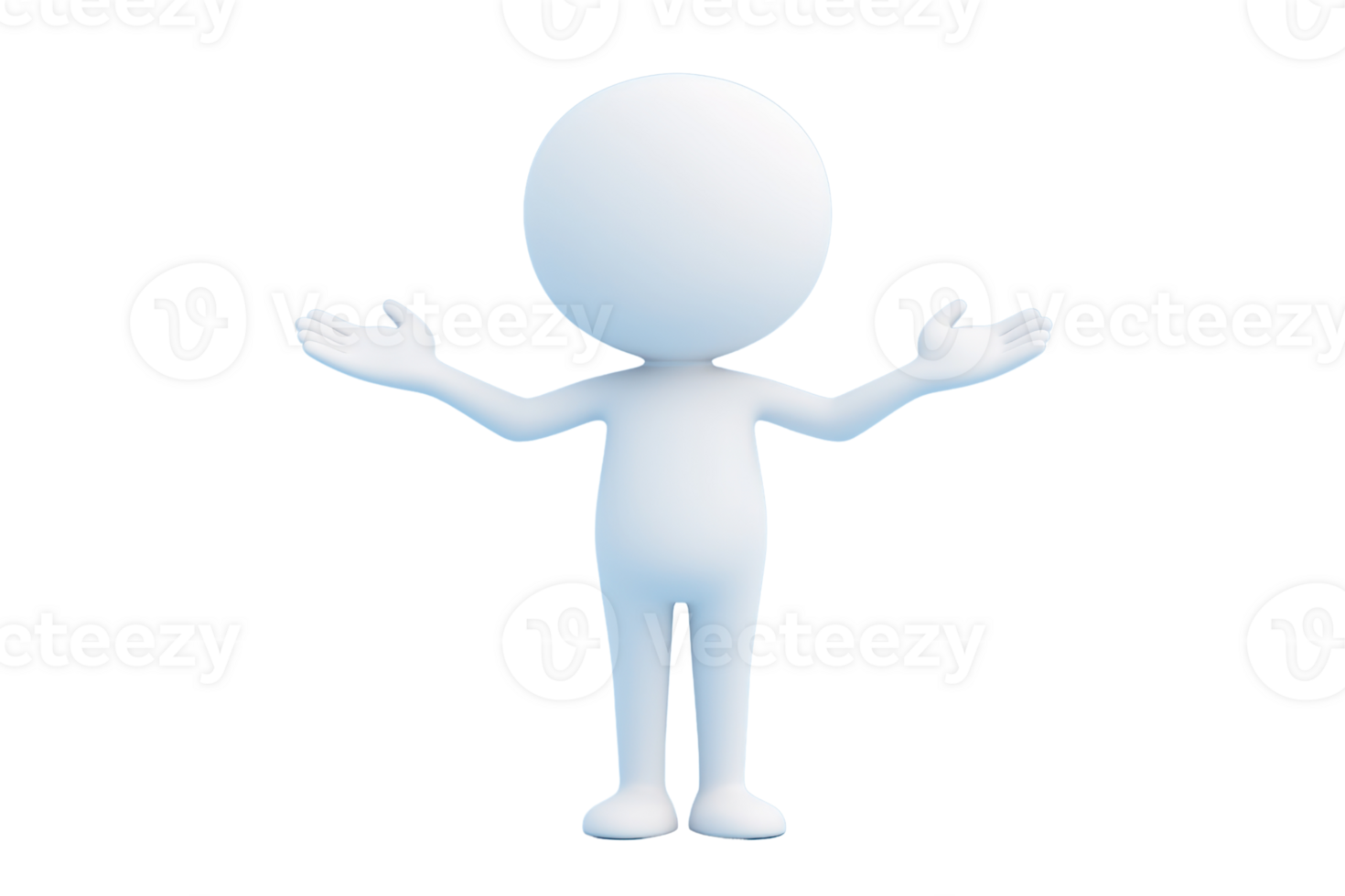 A simple, cartoon-like character with a round head and outstretched arms, conveying openness or welcoming gesture. png