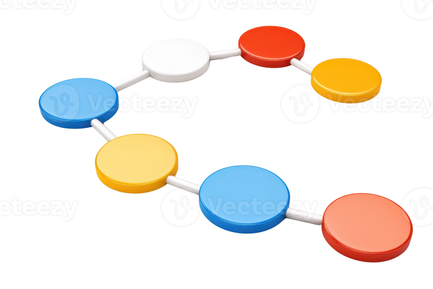 Colorful circular nodes connected by white lines, forming a unique shape or pattern. png
