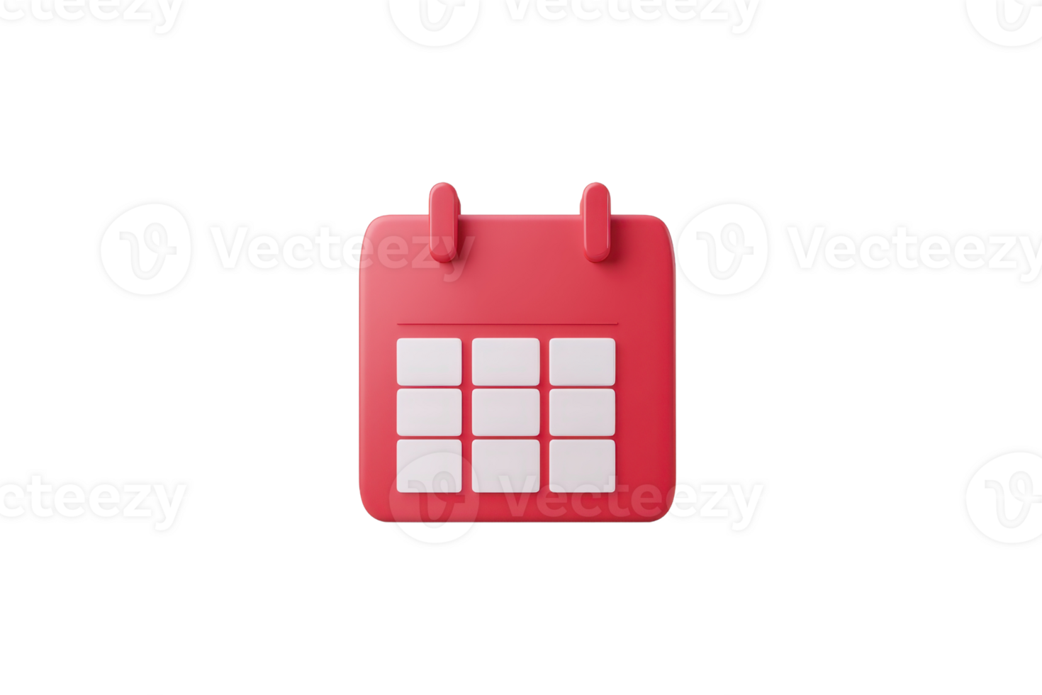 A vibrant red calendar icon featuring a grid layout for days, symbolizing organization and scheduling. png