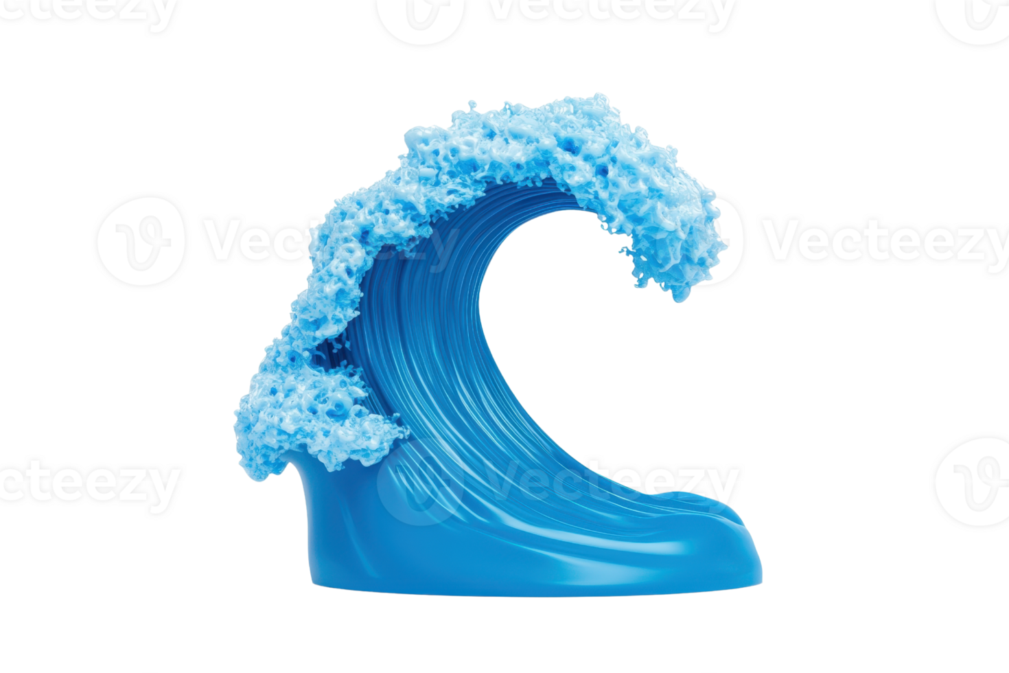 A vibrant blue wave sculpture with frothy peaks, capturing the essence of ocean movement and energy. png