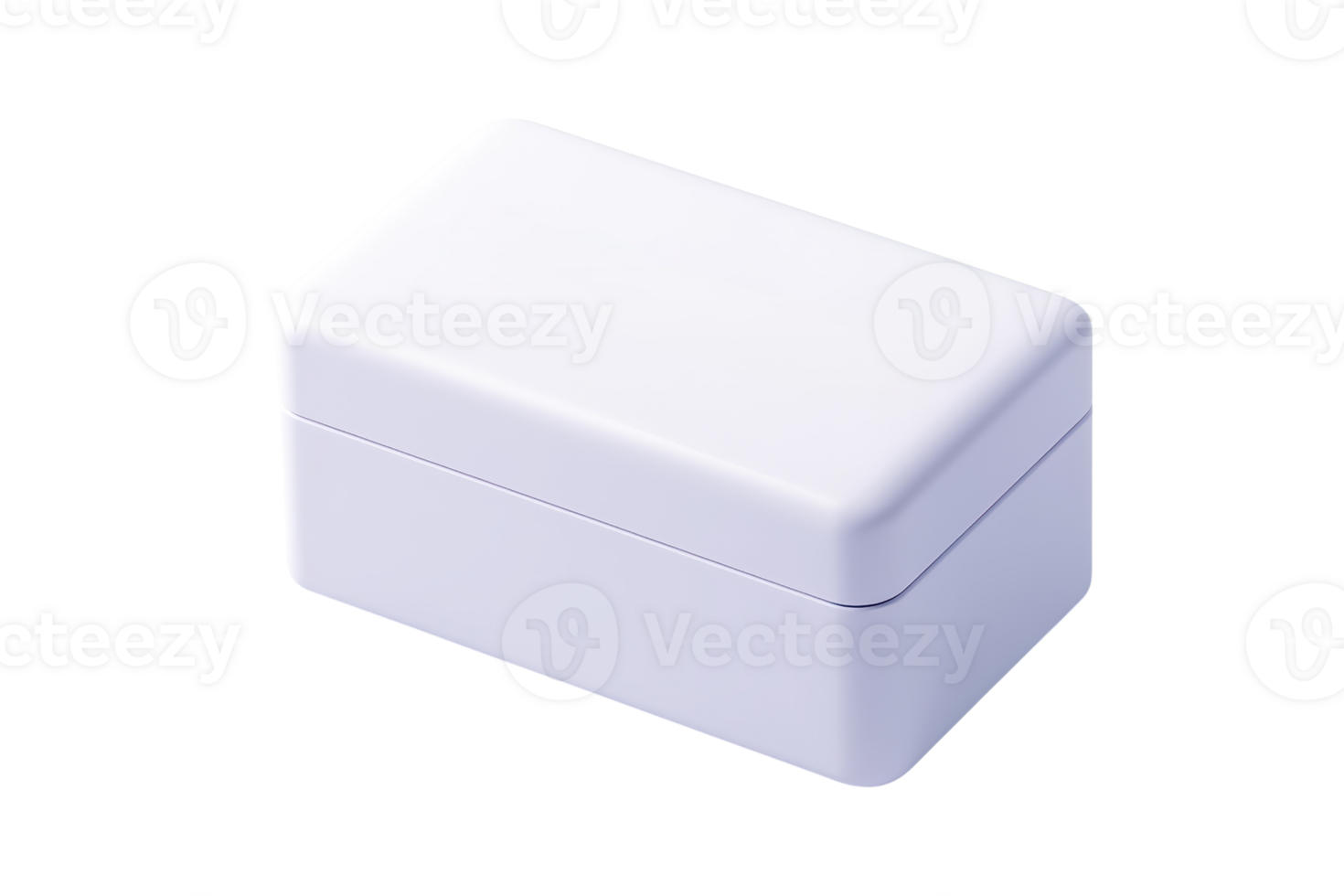 A plain white box with a smooth surface and a hinged lid, designed for storage or packaging. png