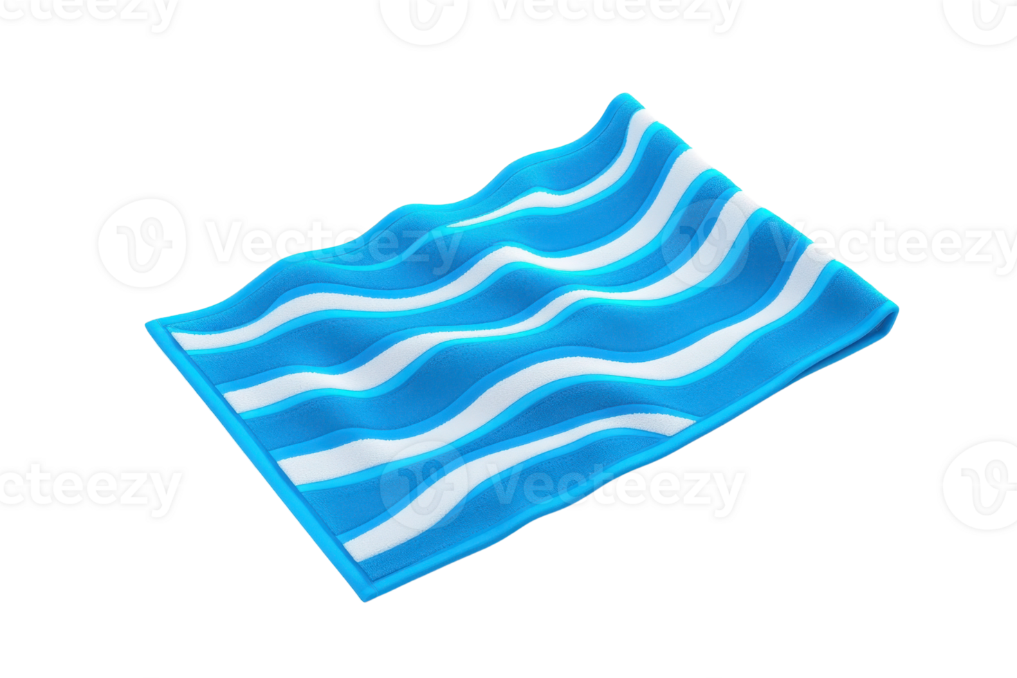 A wavy blue object featuring white stripes, resembling water or waves, with a smooth and flowing design. png