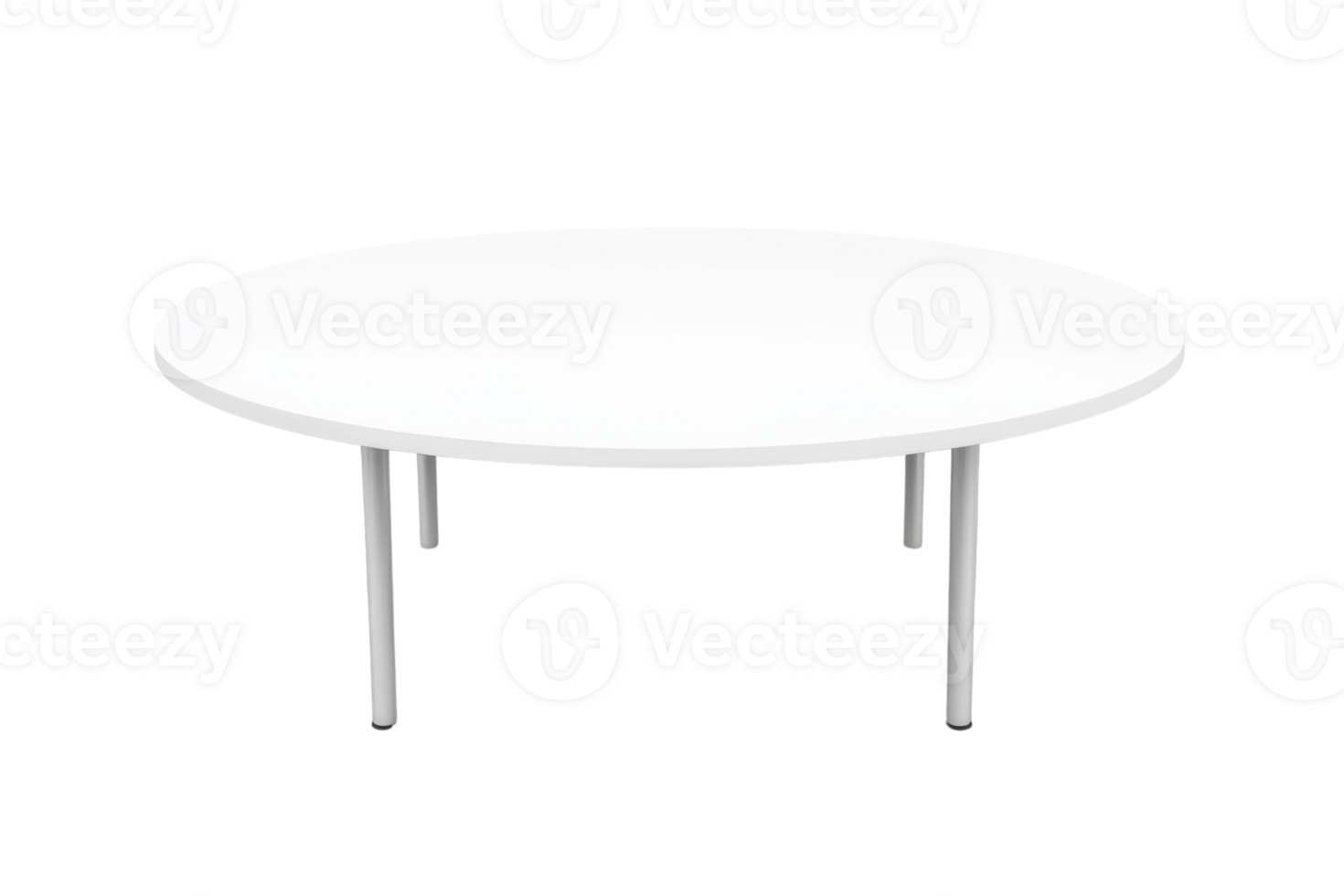 A round white table with slender legs, designed for modern spaces. png