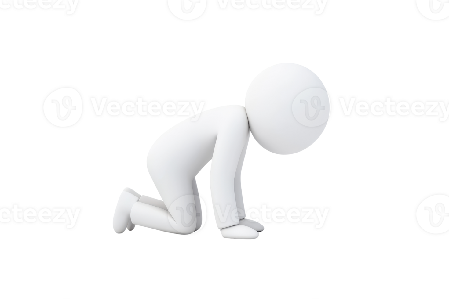 A white figure in a crawling position, suggesting movement or exploration. png