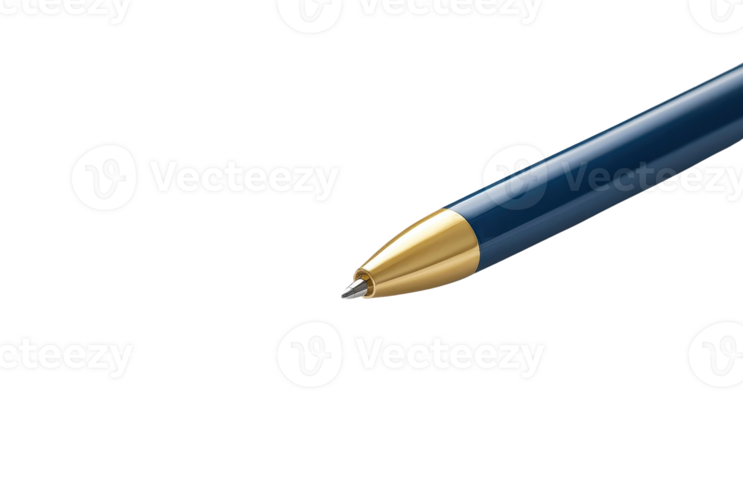 A blue pen with a gold tip, designed for writing, showcasing its sleek design and fine point. png