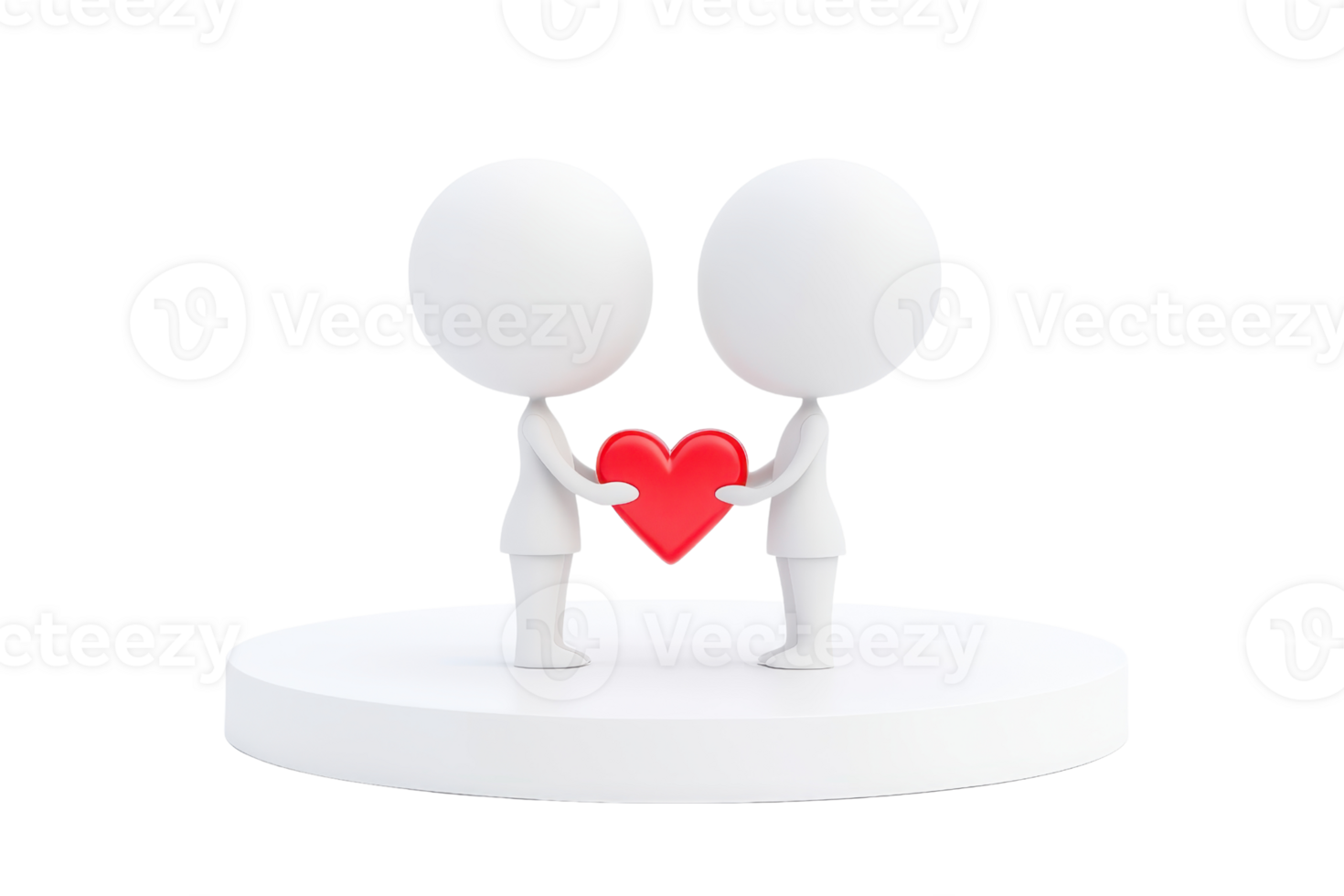 Two stylized figures hold a red heart together, symbolizing love and connection. png