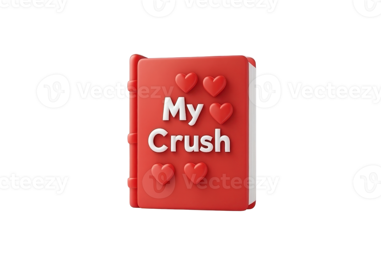 A vibrant red notebook adorned with hearts and the phrase My Crush, symbolizing romantic feelings or personal thoughts. png