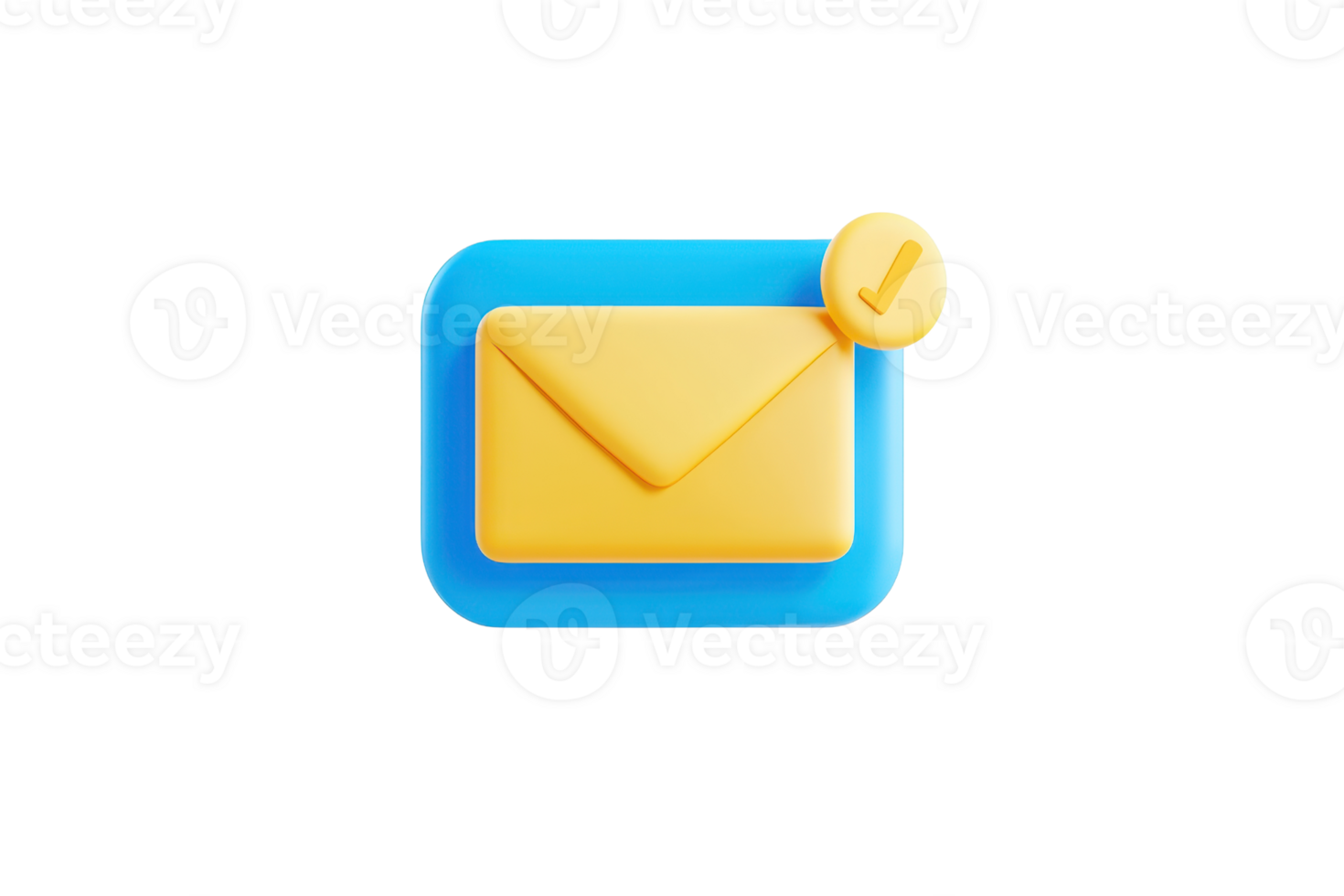 A vibrant yellow envelope icon set on a blue square, symbolizing communication and messaging. png