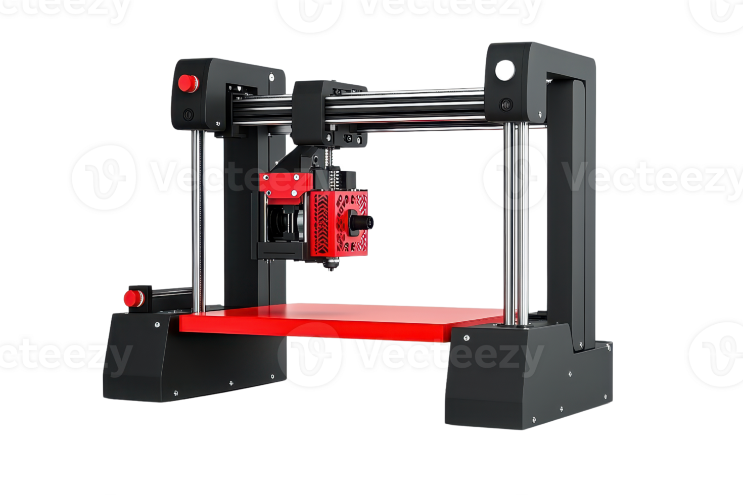 A 3D printer featuring a robust frame, precision nozzle, and a large build platform, designed for creating intricate models and prototypes. png