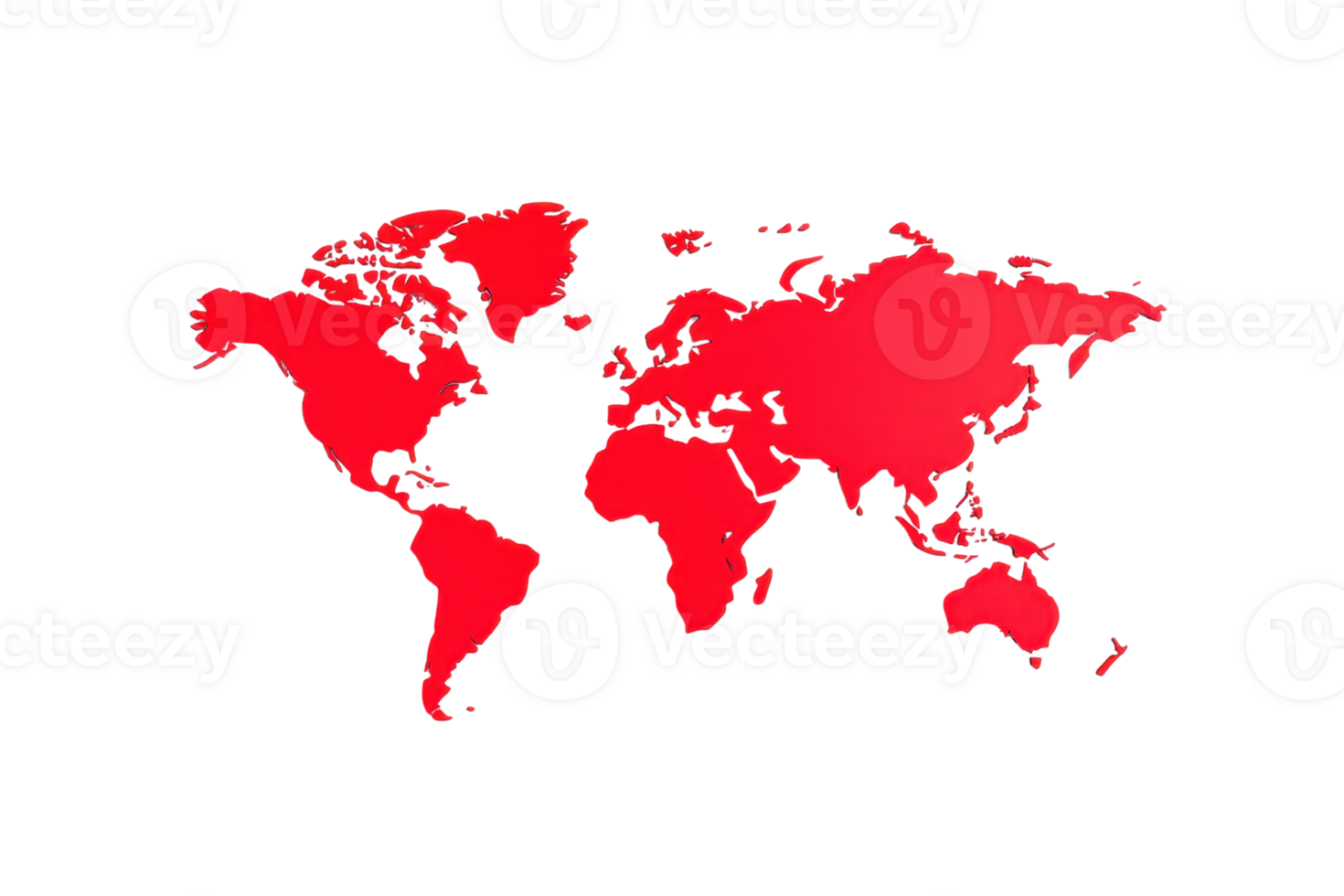 A red silhouette of a world map highlighting continents against a contrasting dark backdrop. png