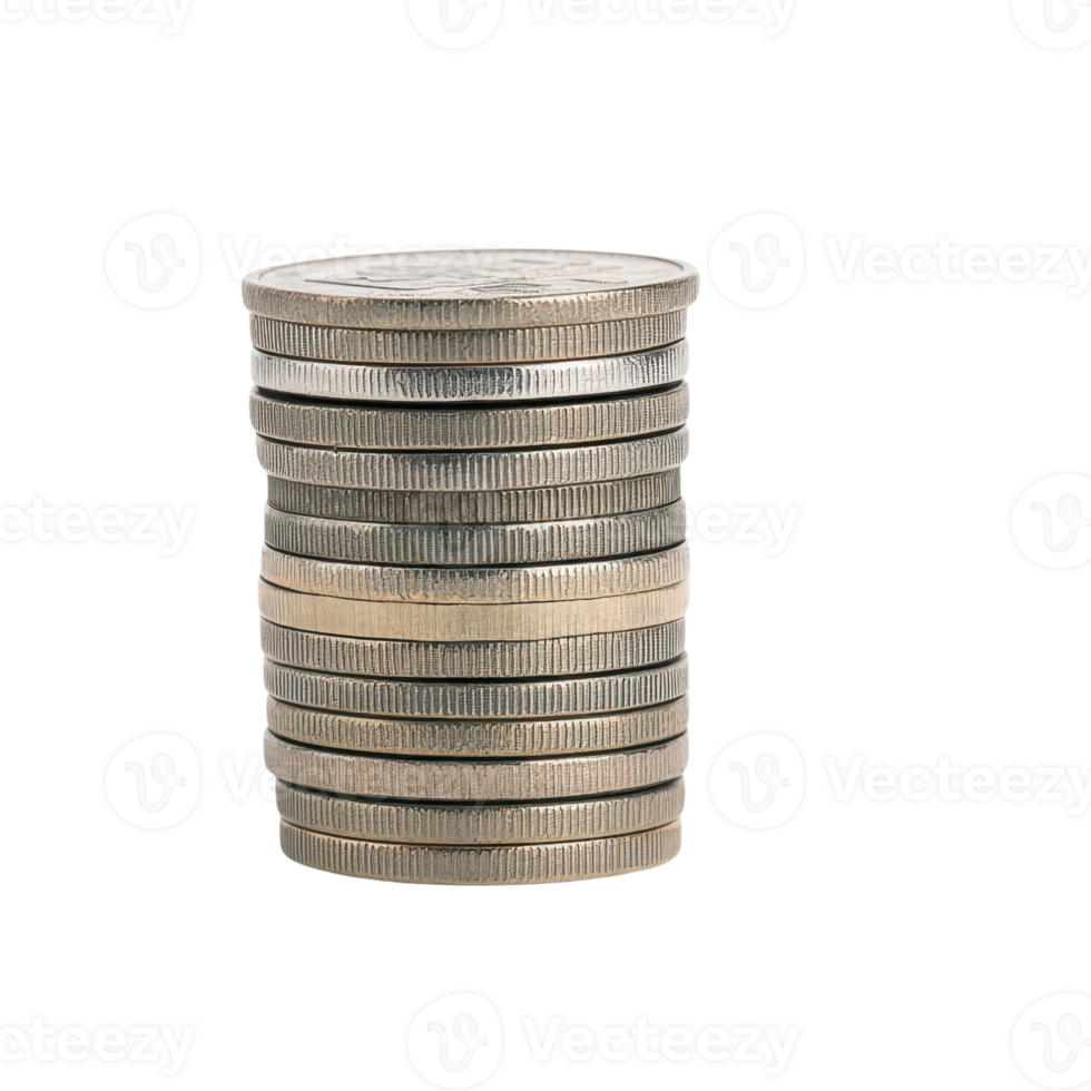 A stack of coins arranged neatly, showcasing their metallic sheen and circular shape. png
