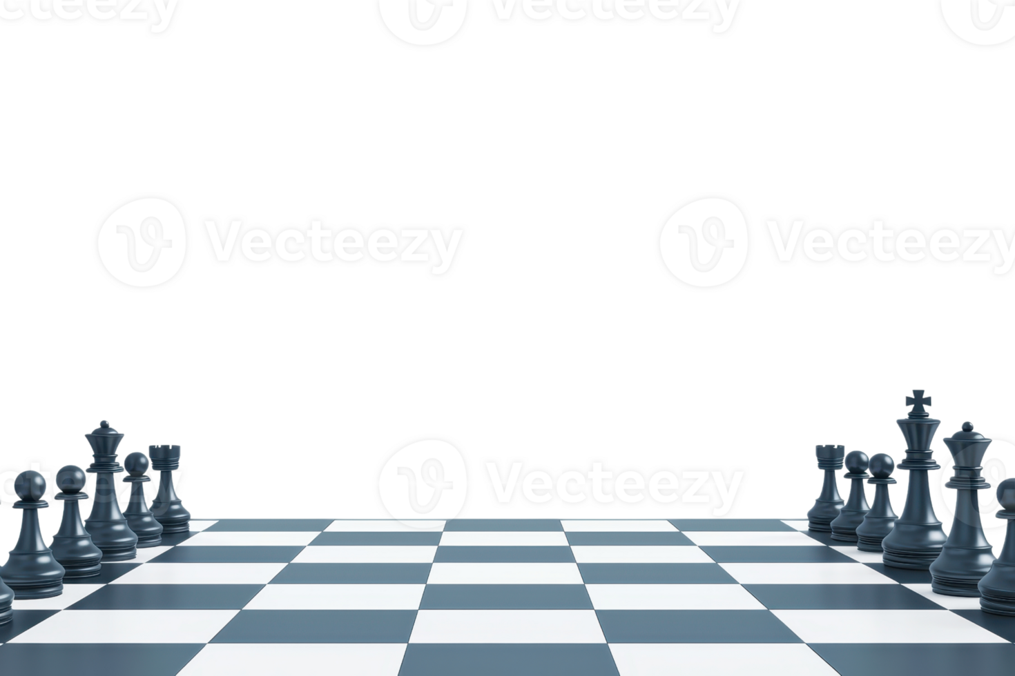 A chessboard featuring black pieces set against a transparent background, highlighting the strategic game of chess. png