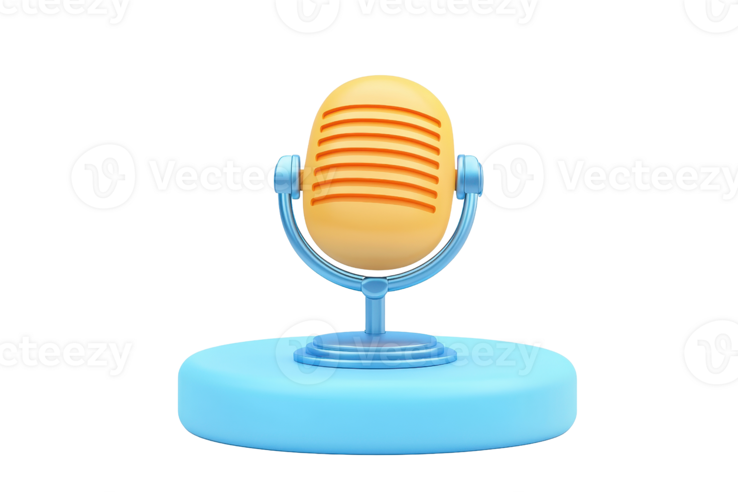 A colorful microphone with a retro design sits atop a round base, embodying a classic aesthetic ideal for audio recording and broadcasting. png