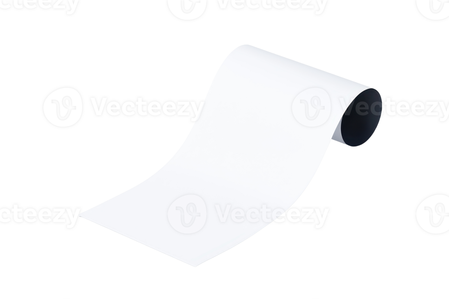 A rolled sheet of white paper, partially unrolled, showcasing a smooth surface and a slight curve. png