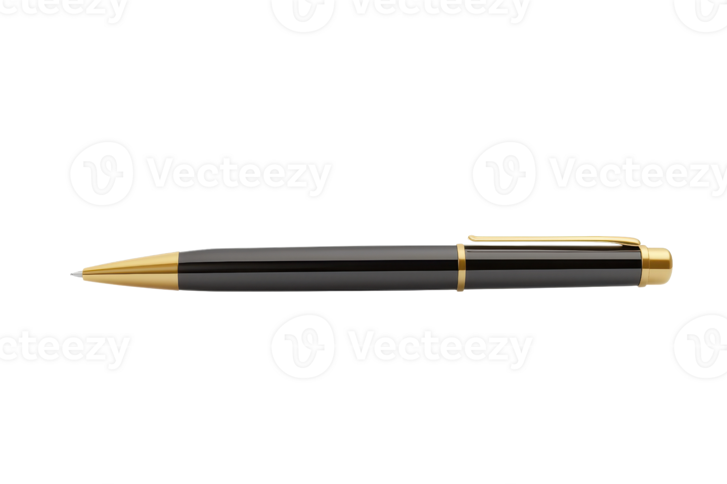 A sleek black pen with gold accents, showcasing a classic design ideal for professional settings. png