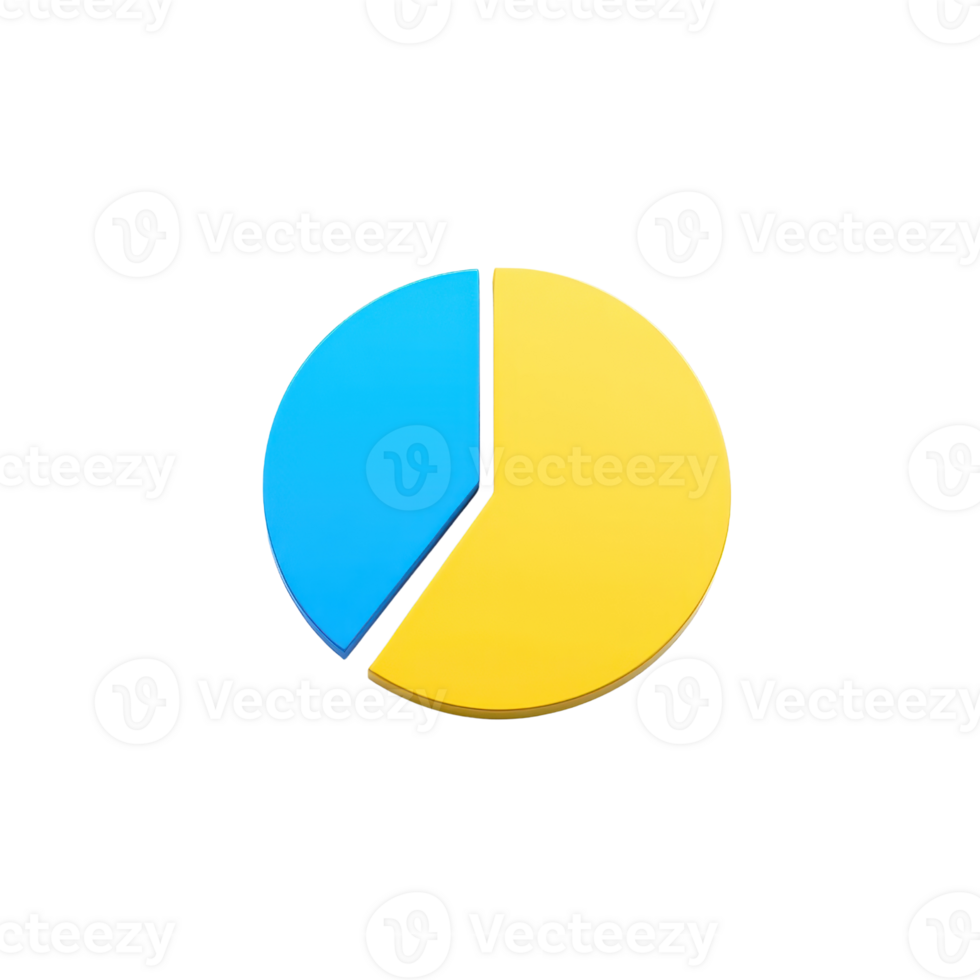 A circular graphic divided into two sections, one blue and one yellow, representing data or a concept visually. png