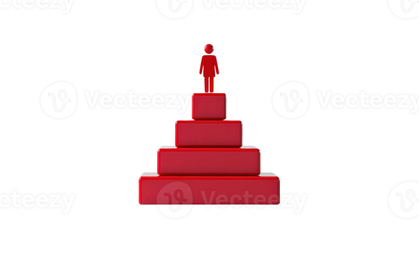 A red pyramid structure with a human figure at the top, symbolizing achievement or hierarchy. png