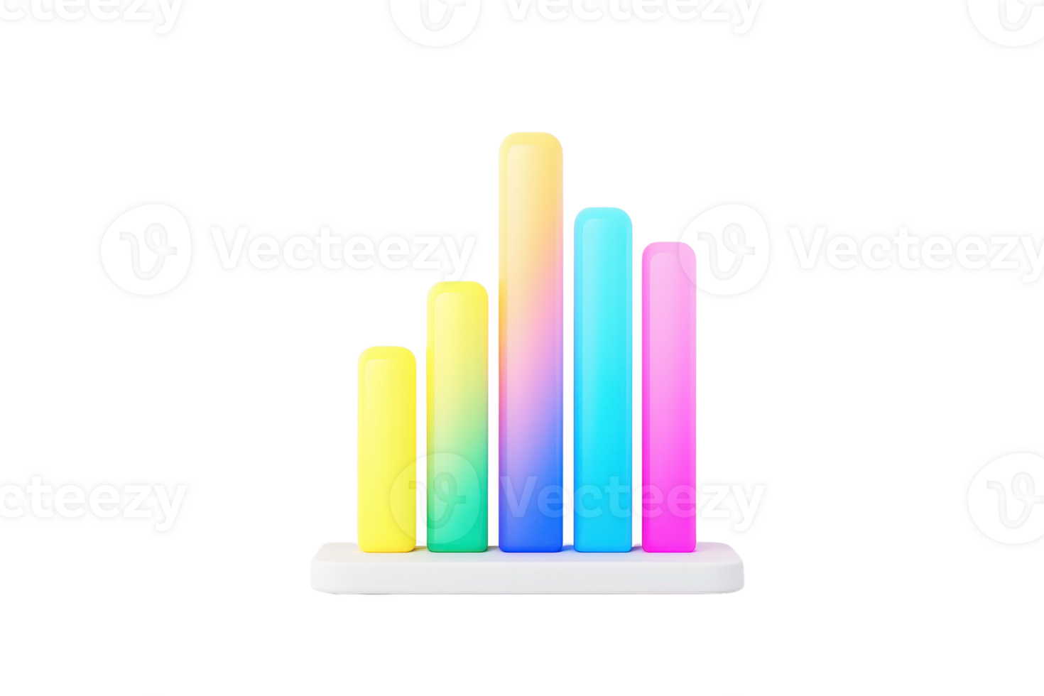 A vibrant bar chart with colorful gradient bars representing data metrics or statistics. png