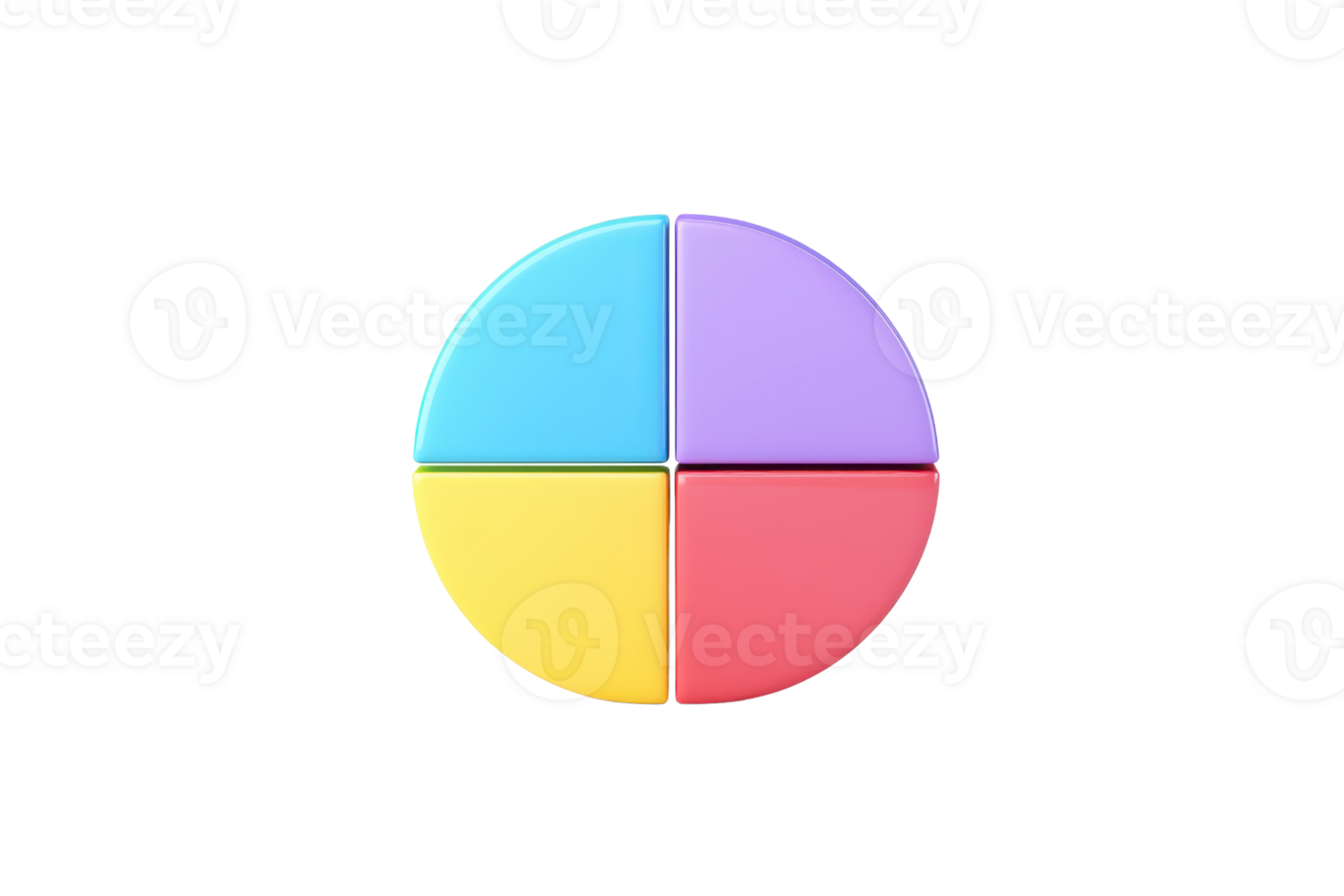 A circular object divided into four colorful segments blue, purple, red, and yellow. png