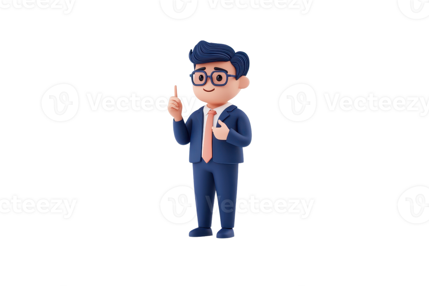 A professional-looking character in a suit, holding a pointer and gesturing, exuding a confident and engaging demeanor. png