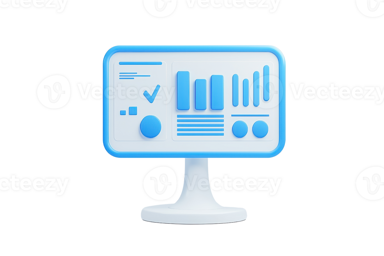 A modern computer monitor displaying colorful charts and graphs, representing data analysis and visualization. png