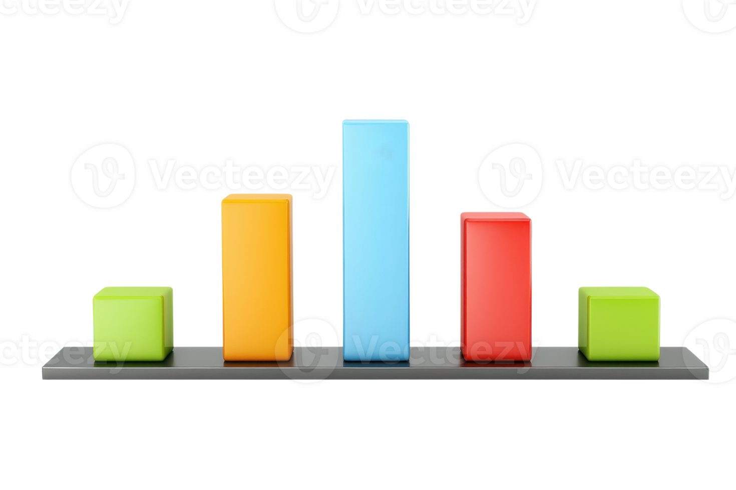 Colorful bar graph representing data metrics with varying heights, showcasing different values and comparisons. png