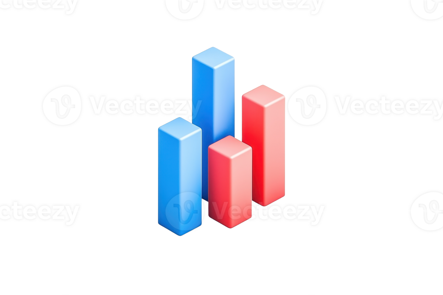 A graphic representation of vertical bars in blue and red, symbolizing data comparison or statistical analysis. png