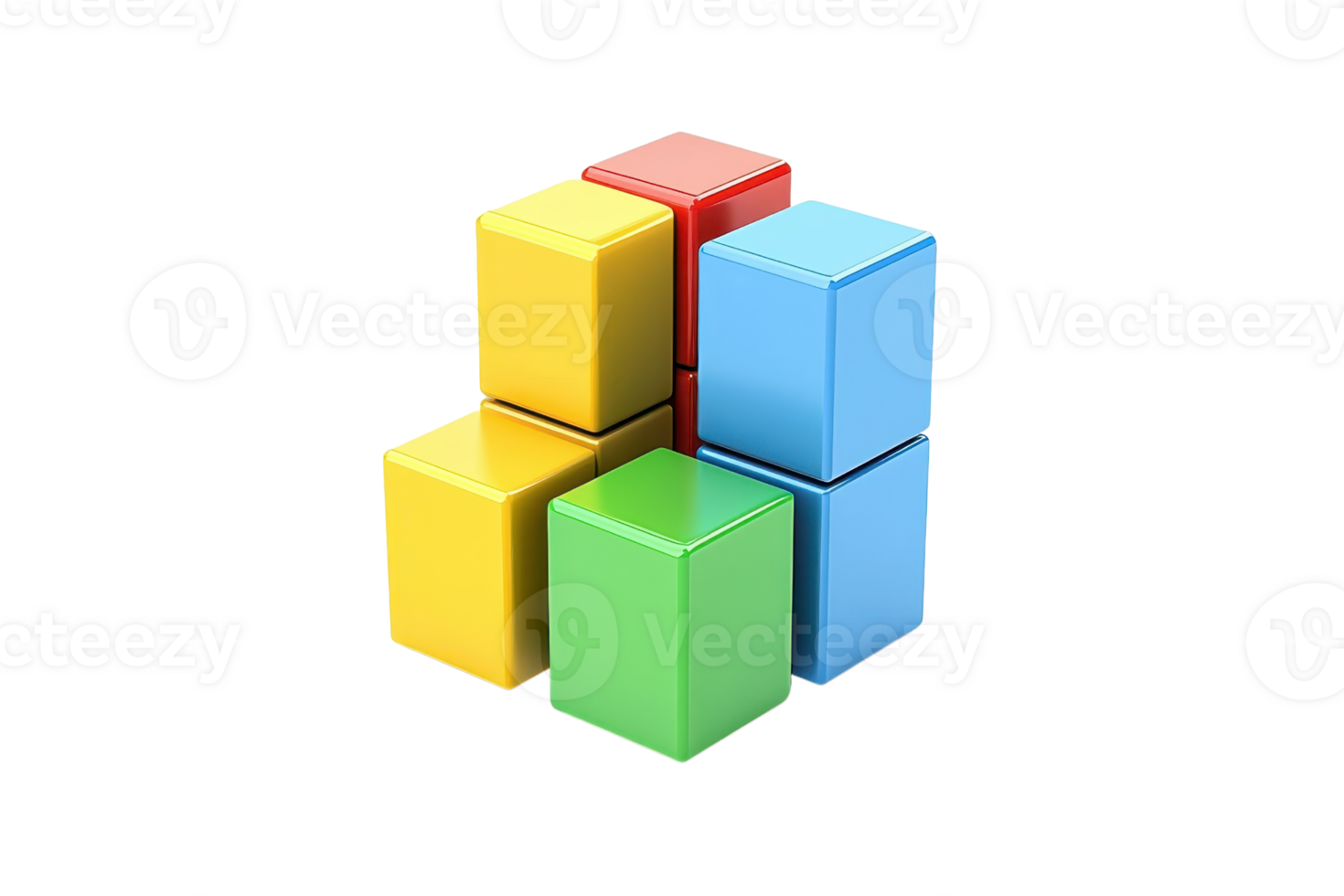 A cluster of colorful building blocks arranged in a playful formation. png